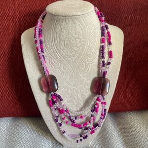 Seed bead and glass bead necklace